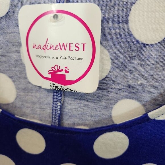 Shiela Rose Polka Dot‎ Scoop Neck Tank in Blue and WHite - Size 2X - Picture 5 of 8